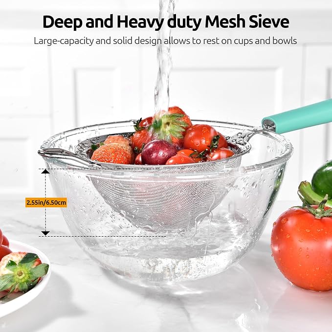 U-Taste Medium Fine Mesh Strainer: 18/8 Stainless Steel 4.73in 30 Mesh Kitchen - Image 9