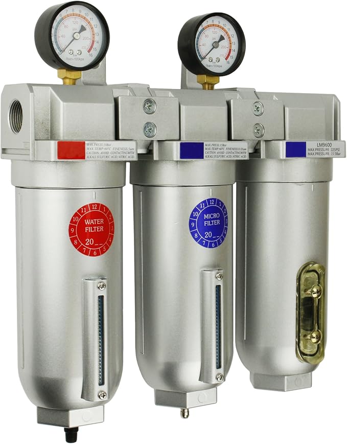 1" Inline Compressed Air Filter Desiccant Dryer Moisture Separator Trap Combo - Image 2