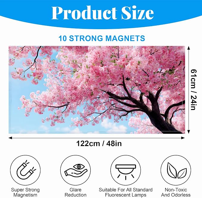 2 Pack Fluorescent Light Covers- 4 x 2 Feet Magnetic Ceiling Light Cover Room - Image 2