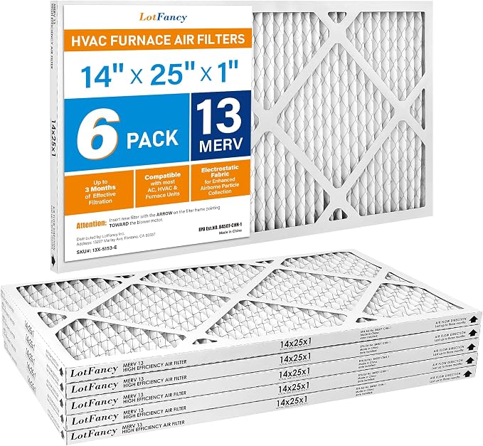 LotFancy 14x25x1 Air Filter MERV 13 6-Pack, Electrostatic Pleated HVAC Furnace - Image 9