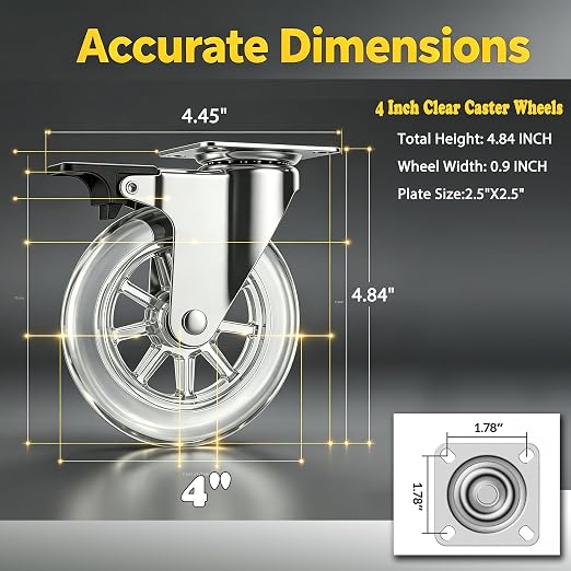 4 Pack 4 Inch Swivel Caster Wheels - Image 2