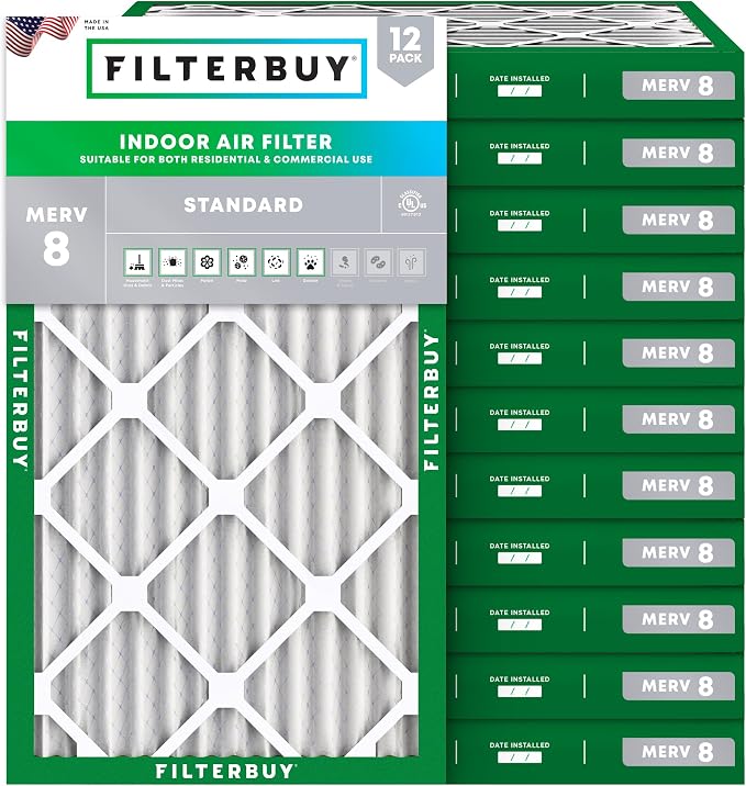 Filterbuy 18x30x2 Air Filter MERV 8 Essential Dust & Allergy Defense, by Filterbuy
