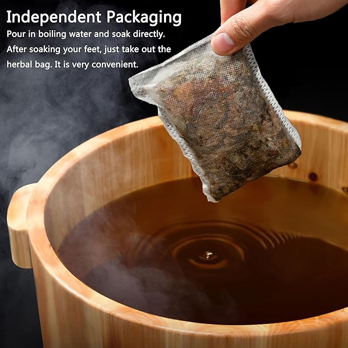 30 Pcs Body Detox Foot Soak To Remove Toxins,Lymphatic Drainage Ginger Herbal Foot Detoxing Soak for Relieve Fatigue Dispel Cold and Remove Dampness 艾草泡脚足浴包