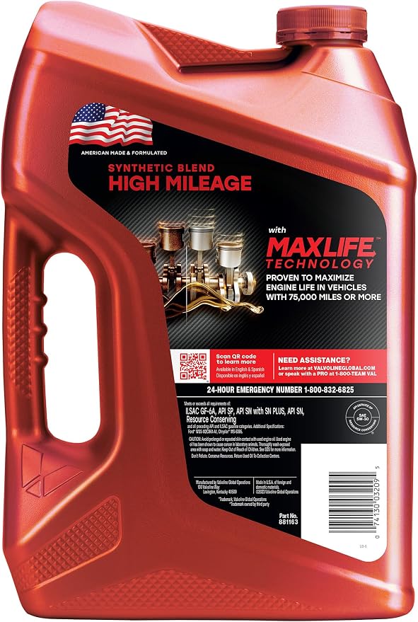 Valvoline High Mileage with MaxLife Technology SAE 5W-30 Synthetic Blend Motor - Image 2
