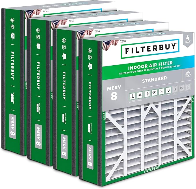 Filterbuy 20x20x5 Air Filter MERV 8 Essential Dust & Allergy Defense, by Filterbuy