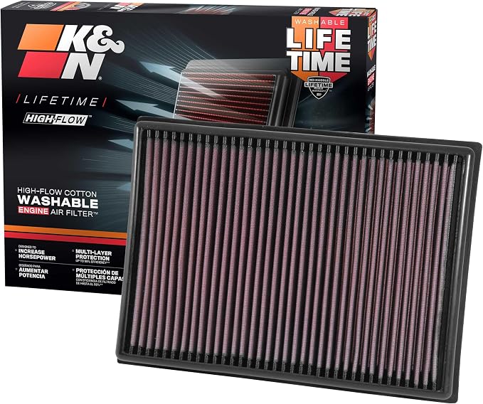 K&N High-Flow Original Lifetime Engine Air Filter: Increase Power: Premium by KNEngineeringInc