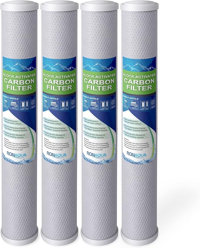 Standard Whole House Coconut Shell Carbon Block 5 Micron Water Filter 20” x by Ronaqua