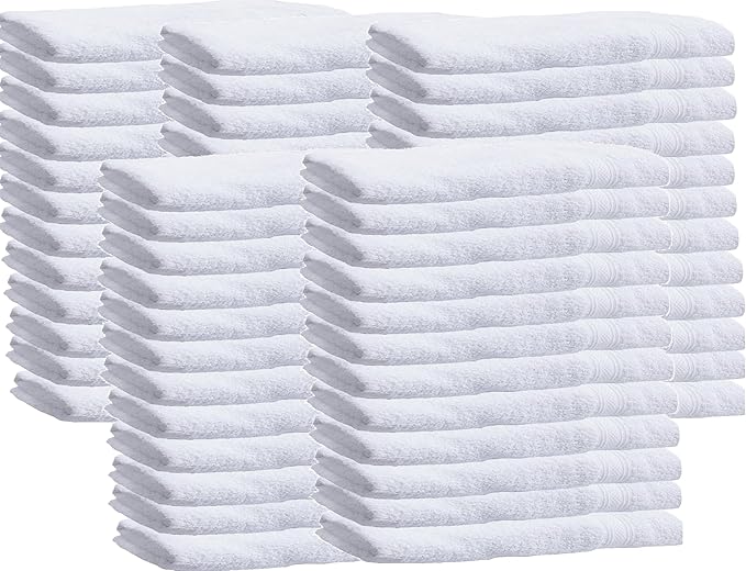 Towels N More Excellent Deals Wash Cloth (24 White) - 100% Cotton Washcloth 12x12 - Highly Absorbent All Purpose Cleaning washcloths - Machine Washable Facecloth Face Towels (24)