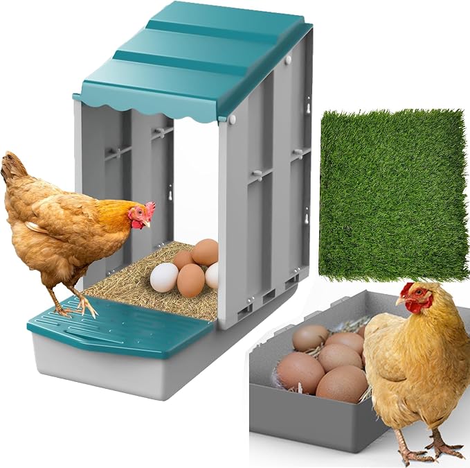 AUTENS Chicken Nesting Boxes, 1 Hole Laying Boxes, 1 Nest Mat, Plastic Roll by AUTENS