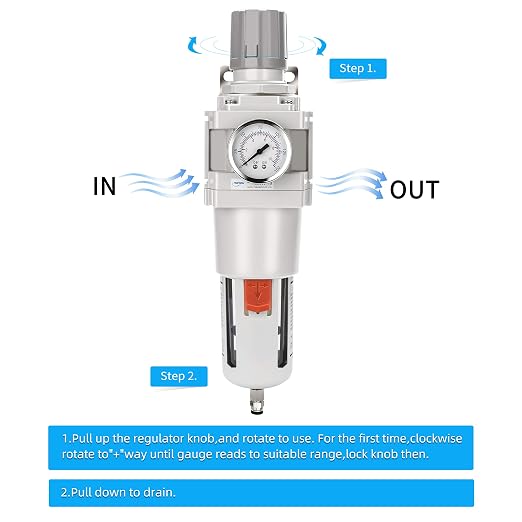 NANPU 1" NPT Compressed Air Filter Regulator Combo Piggyback, 5 Micron Brass - Image 4