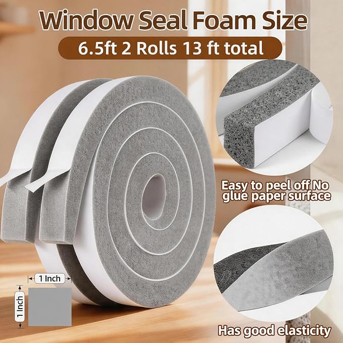 Air Conditioner Foam-2 Rolls, 1 Inch Wide X 1 Inch Thick Total 13 Feet Long - Image 2