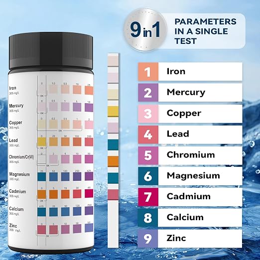9 Way Heavy Metals Water Test Strips, 100ct Home Water Testing Kit - Image 2