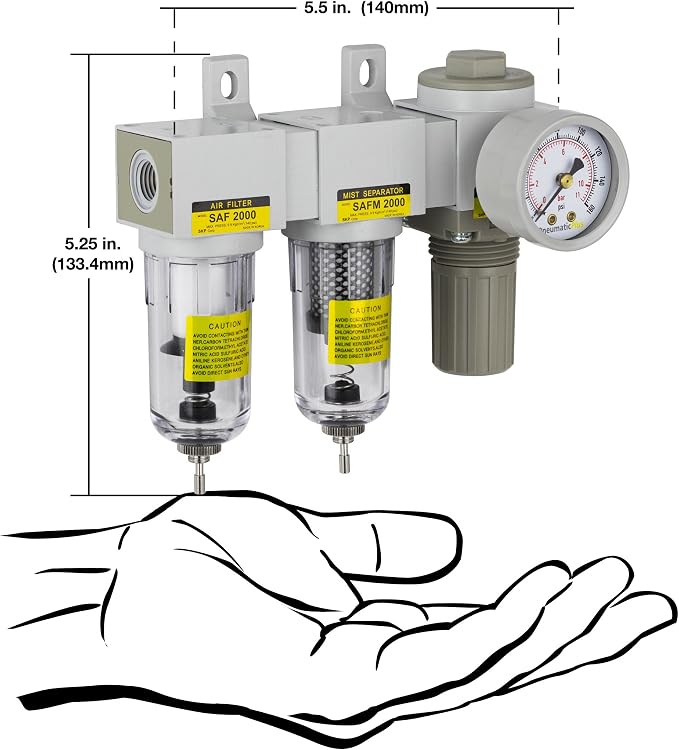 PneumaticPlus SAU2030M-N02G Mini Three Stage Air Drying System, 1/4" NPT - Image 2