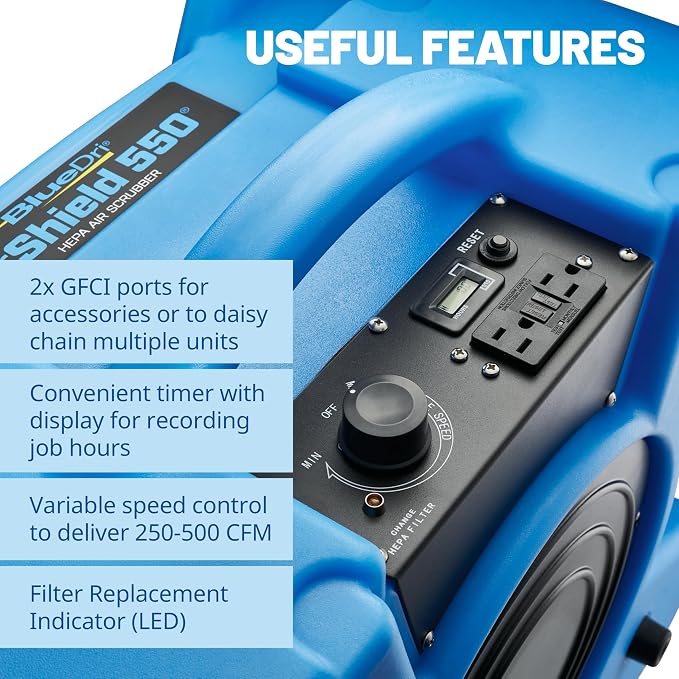 BlueDri Air Shield 550 HEPA Air Scrubber, Water Damage Restoration Equipment - Image 5