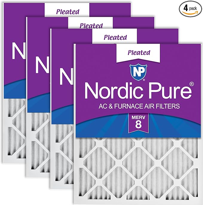 Nordic Pure 24x24x1 Pleated MERV 8 Air Filters 4 Pack by NordicPure