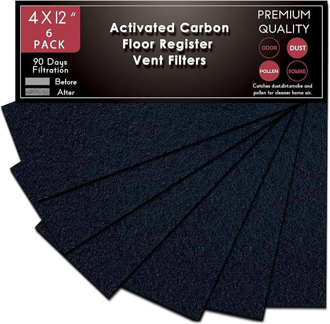 Carbon Filter 4" x 12" Activated Charcoal Air Vent Floor Heater Pre-Filter by BeautyyourHome