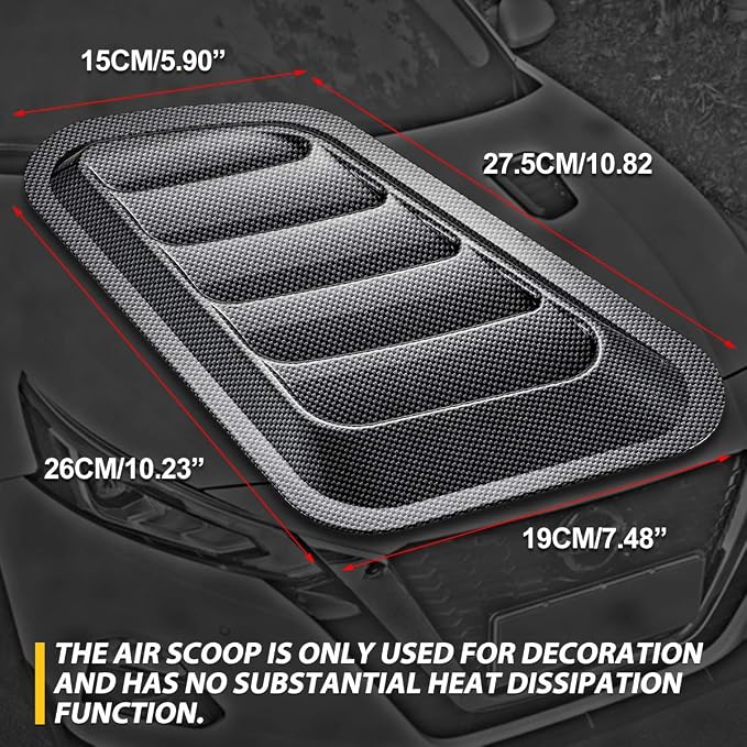KaTur 1 Pair Universal Car ABS Decorative Air Flow Intake Scoop Turbo Bonnet - Image 6