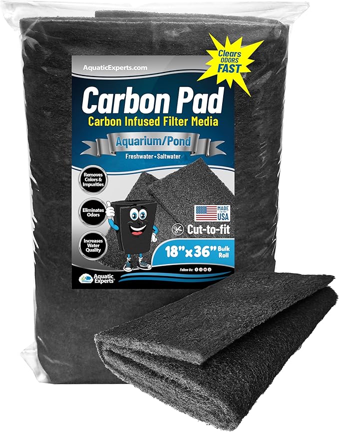 Aquarium Carbon Pad – Cut‑to‑Fit Carbon Infused Filter Pad Media by AquaticExperts