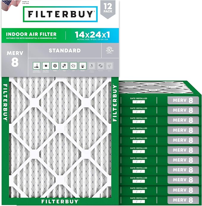 Filterbuy 14x24x1 Air Filter MERV 8 Essential Dust & Allergy Defense, by Filterbuy