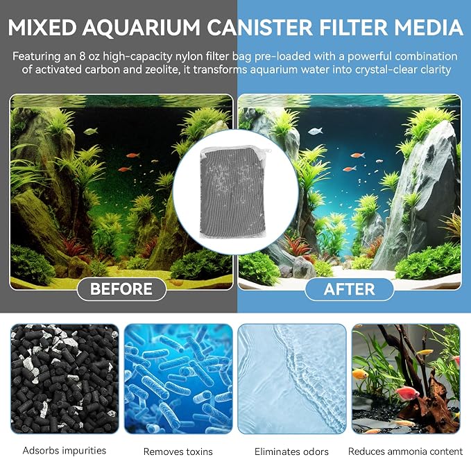 8 Oz Pro-C Mixed Aquarium Canister Filter Media Bag Compatible - Image 3