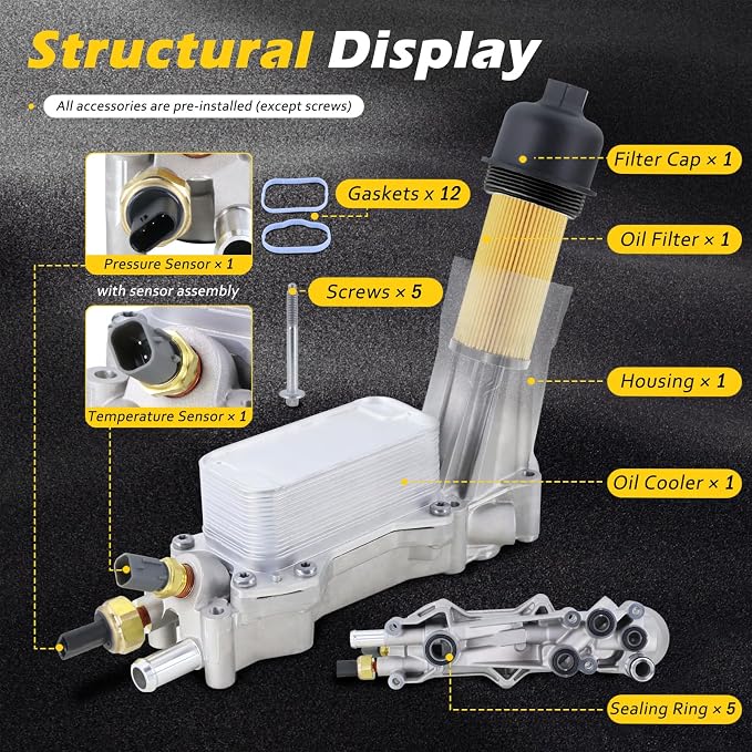 68310865AB Aluminum Engine Oil Cooler Oil Filter Housing Adapter Compatible - Image 7