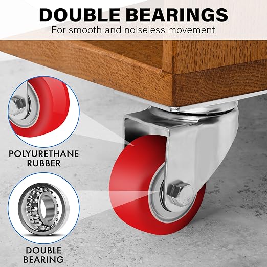 3 Inch Heavy Duty Casters Set of 4, Scratch Resistant & 360 Degree Rotatable - Image 4