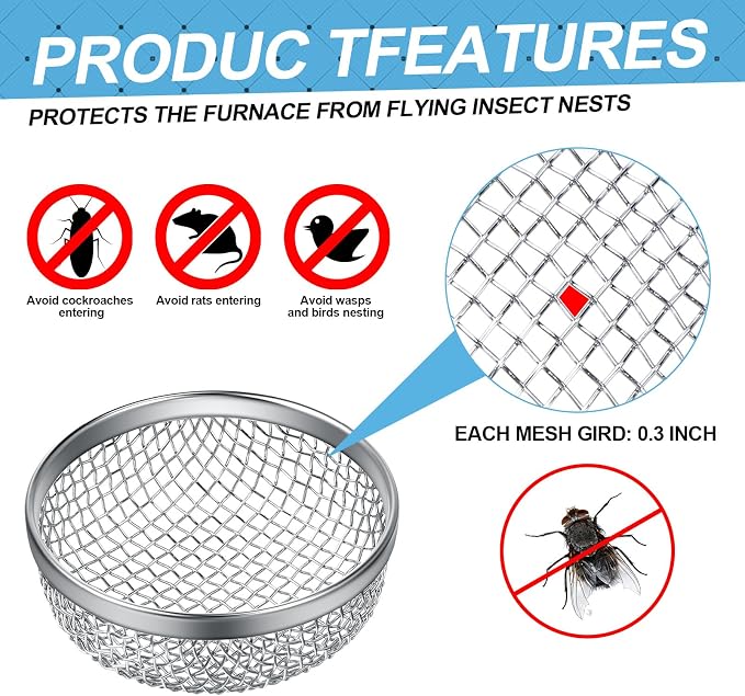 TOODOO 4 Pack RV Furnace Vent Cover, RV Flying Insect Screen - Image 4