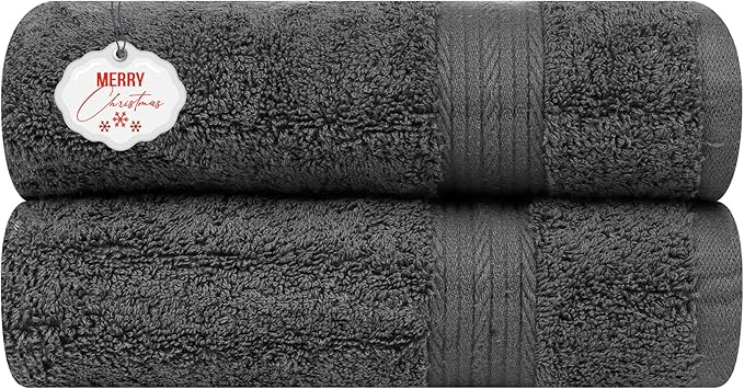 Ample Decor Hand Towels for Bathroom 18 X 28 Inch 600 GSM 100% Cotton, Soft Absorbent - 2 Pcs Gray