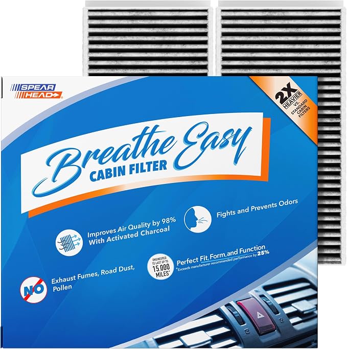 Spearhead Odor Defense Breathe Easy AC & Heater Cabin Filter, Fits 2 Series by SPEARHEAD