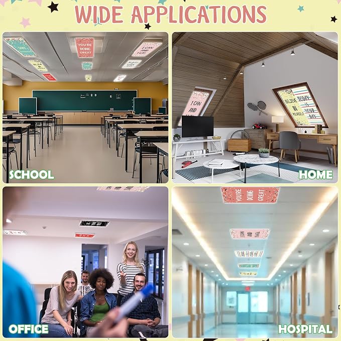 8Pcs Classroom Light Covers for Fluorescent Lights, Magnetic 2x4 FT Ceiling - Image 8