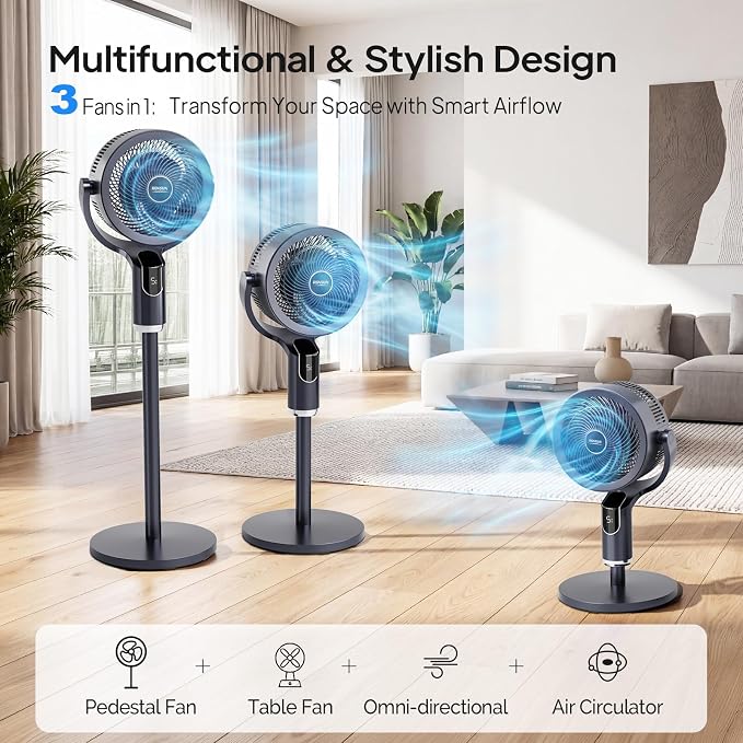 ROVSUN 3-in-1 Standing Fan, 90°+90°Omni-directional Oscillating Fan - Image 2