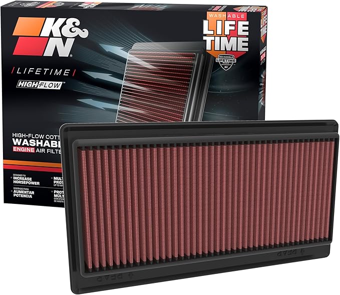 K&N High-Flow Original Lifetime Engine Air Filter: Increase Power: Premium by KNEngineeringInc