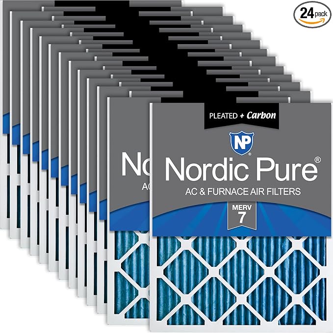 Nordic Pure 15x20x1 Pleated Air Filters MERV 7 Plus Carbon 24 Pack by NordicPure