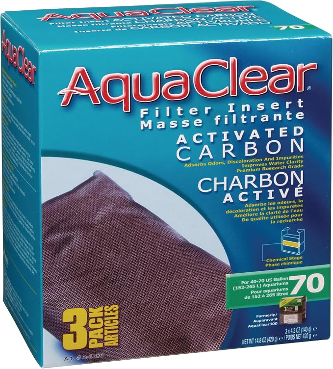 AquaClear 70 Activated Carbon Inserts, Aquarium Filter Replacement Media by Fluval