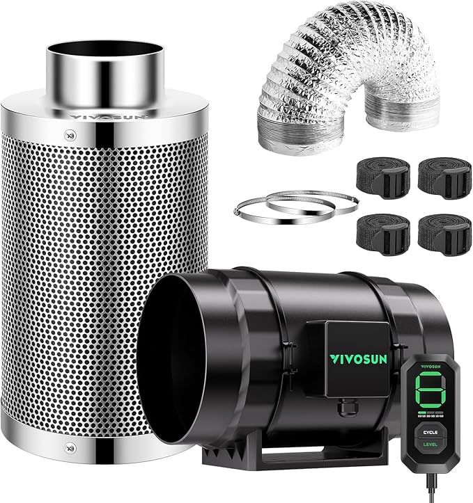 VIVOSUN Smart Air Filtration S8 Kit 8", AeroZesh S8 Inline Duct Fan by VIVOSUN