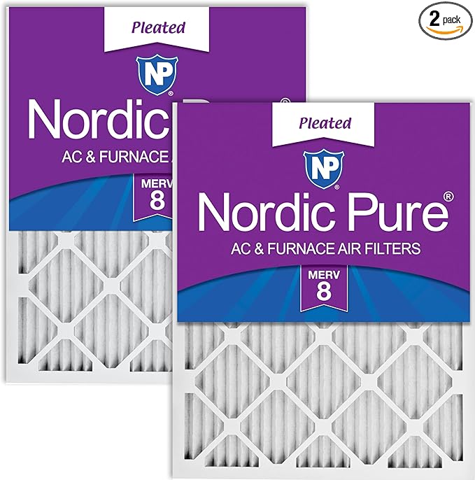 Nordic Pure 18x18x1 Pleated MERV 8 Air Filters 2 Pack by NordicPure
