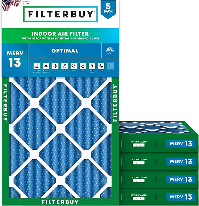 Filterbuy 14x25x2 Air Filter MERV 13 Optimal Smoke & Allergy Defense, by Filterbuy