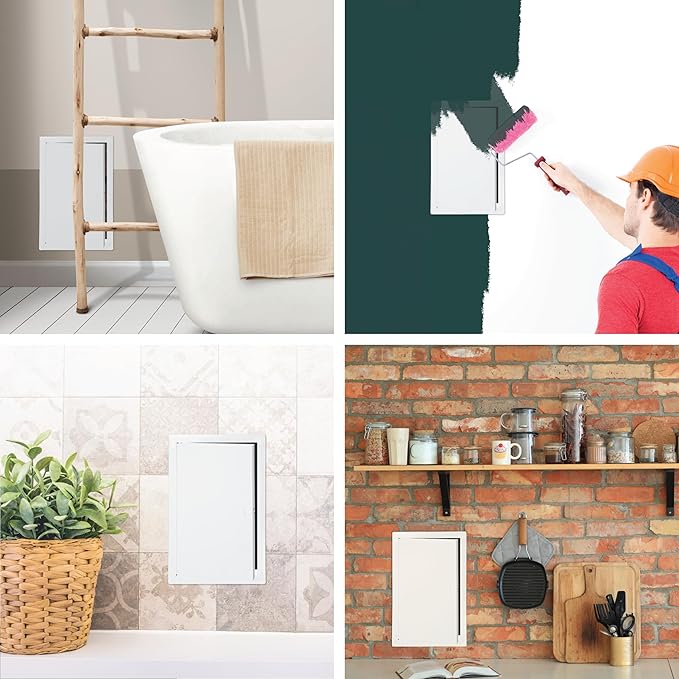 10" x 16" White Metal Access Panel. Service Shaft Door Panel. Plumbing, Electricity, Heating, Alarm Wall Access Panel for Drywall. Bathroom Services Access Hole Cover.