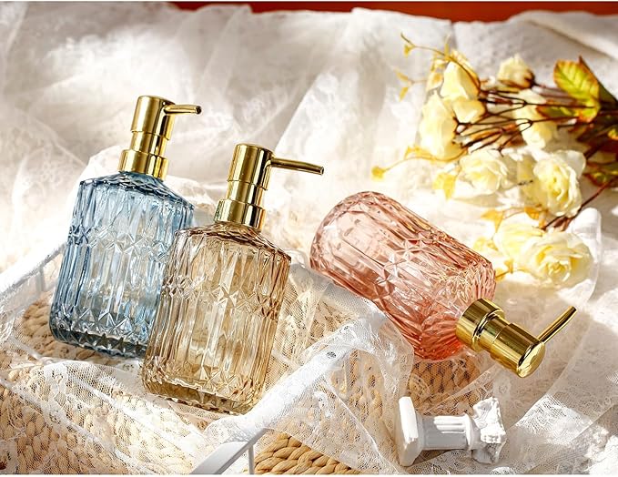 Soap Dispenser with Pump, Refillable Liquid Hand Soap Dish Soap Dispensers for Bathroom Counter, Kitchen Sink (Blue)