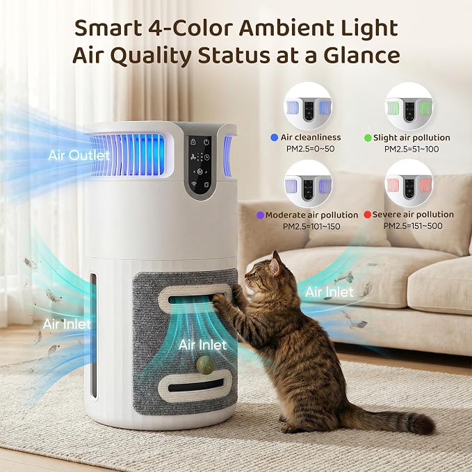 Greesum Pet Air Purifier for Cats, 320m³/h CADR Smart Air Cleaner - Image 5