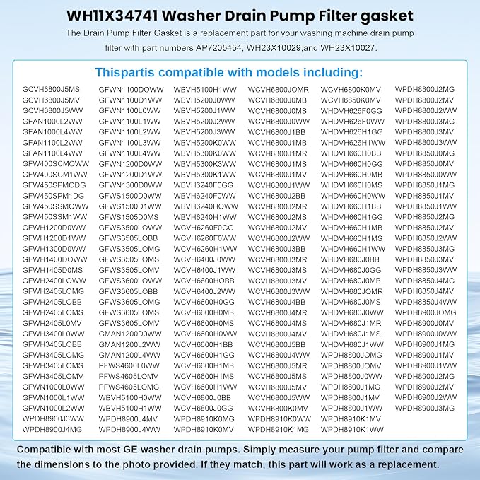 WH11X34741 Washer Drain Pump Filter gasket | WH11X29539 Drain Pump gasket - Image 4