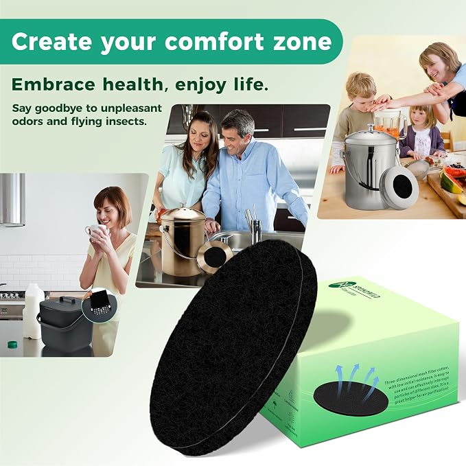 Fiber Cotton Activated Charcoal Compost Filters -7 Pack 4.5 Inch Square Odor - Image 7