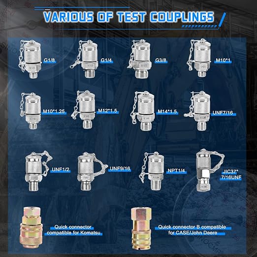 SINOCMP Hydraulic Pressure 3 Gauges Test Kit - Image 3
