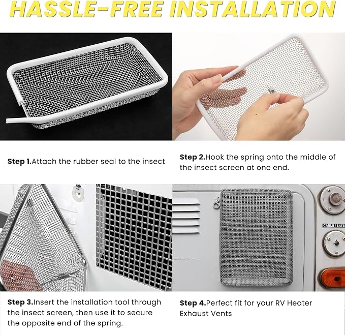 SheeChung RV Furnace Vent Screen, Flying Insect Screen Water Heater Cover - Image 5