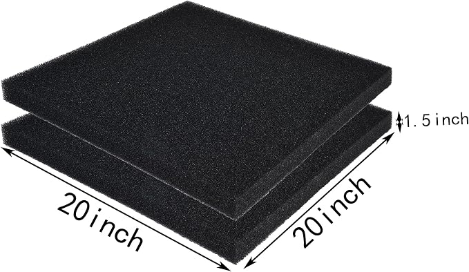 Hipanda 2 Pack Aquarium Bio Filter Sponge Pad 20"x20"x1.5", Bio Filter Media - Image 2