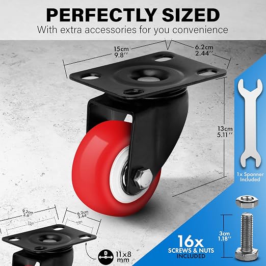 2 Inch Heavy Duty Casters Set of 4, Scratch Resistant & 360 Degree Rotatable - Image 2