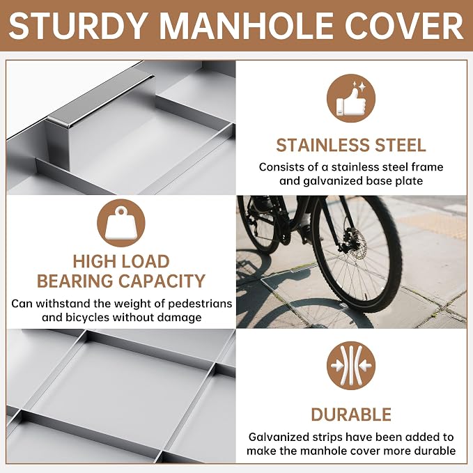 36x36 inch Stainless Steel Invisible Manhole Cover and Frame, Square Recessed - Image 5