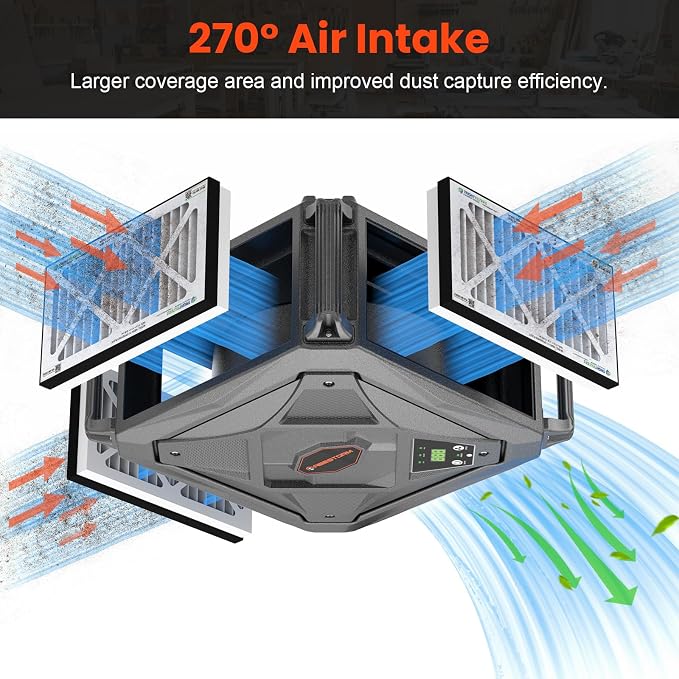 Abestorm 270 Degree Intake Air Filtration System, 780 CFM Workshop Hanging Dust - Image 2