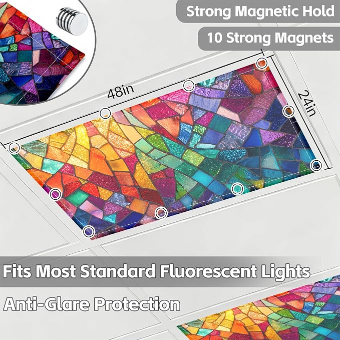 4 Pack 2x4 FT Magnetic Fluorescent Light Covers, Ceiling Light Filters - Image 2