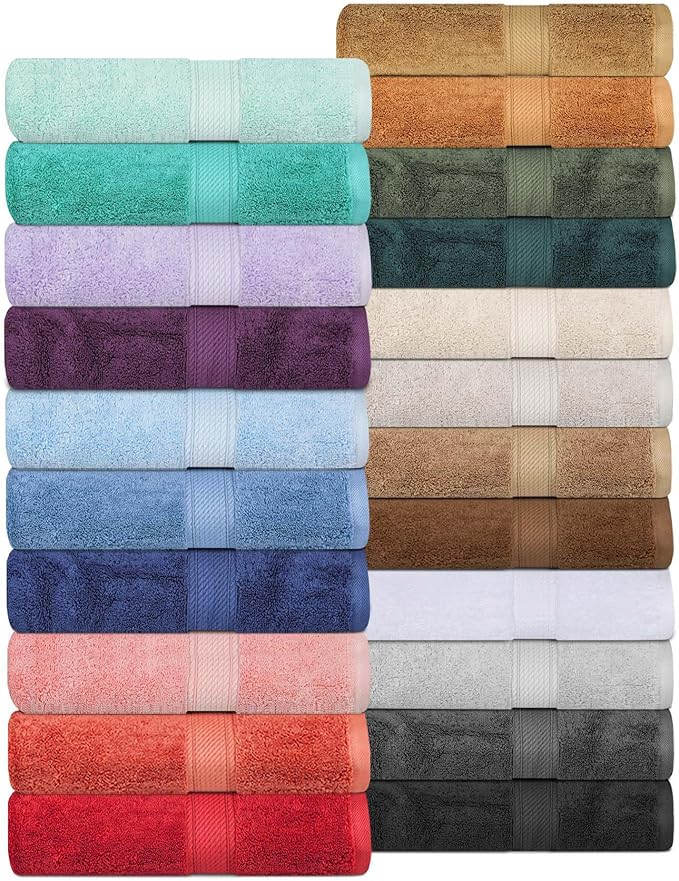 Superior Egyptian Cotton Pile Bath Sheet Set of 2, Ultra Soft Luxury Towels, Thick Plush Essentials, Absorbent Heavyweight, Guest Bath, Hotel, Spa, Home Bathroom, Shower Basics, Plum